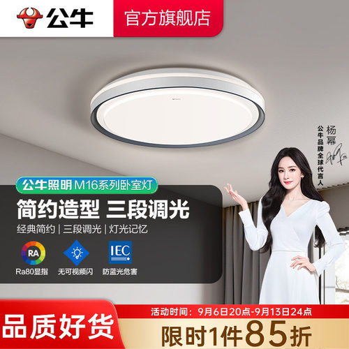 【政府补贴】公牛卧室吸顶灯简约
