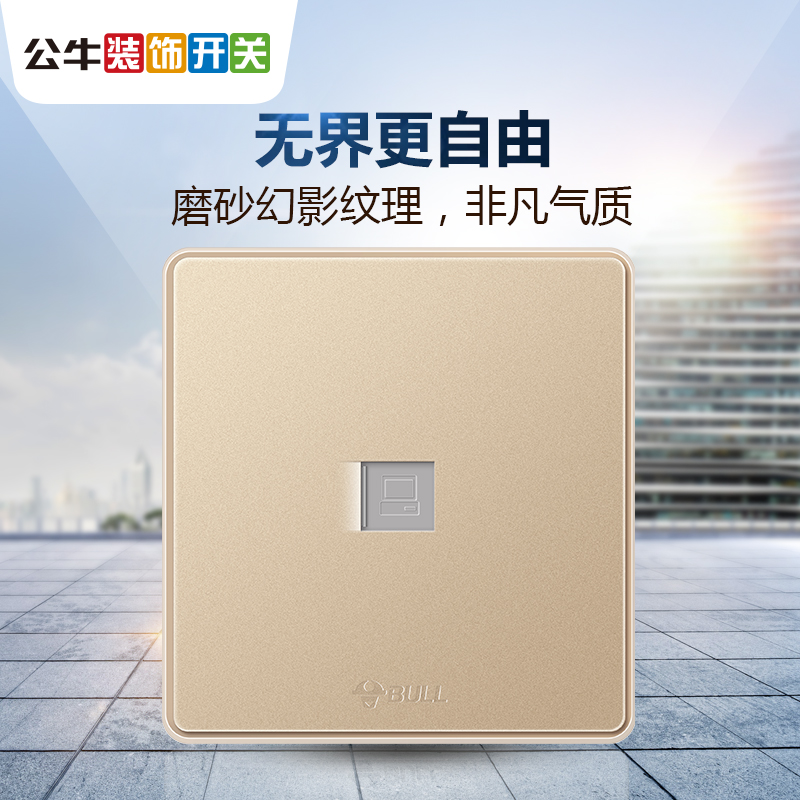 公牛電腦插座86型網口信息插 寬帶接口網絡面板墻壁網線插座G18金