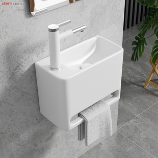 多美吉小号挂墙式洗手盆小户型卫生间可挂毛巾窄长型40cm陶瓷挂盆