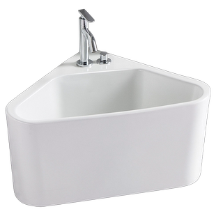 多美吉三角形挂墙式陶瓷洗拖把池家用卫生间阳台壁挂转角拖布池