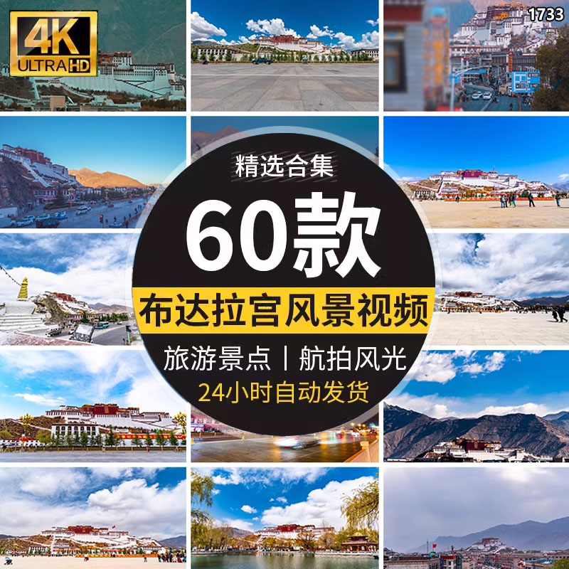 中国西藏拉萨布达拉宫青藏高原藏族自然风景实拍led屏幕视频素材