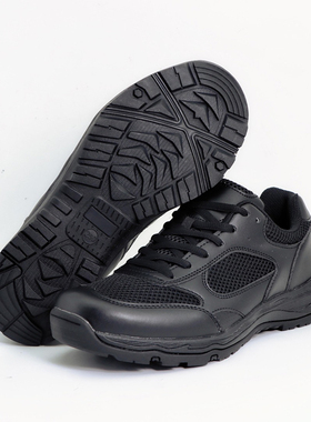新款网眼作训鞋男黑色透气防滑跑步鞋保安鞋体能休闲耐磨训练鞋