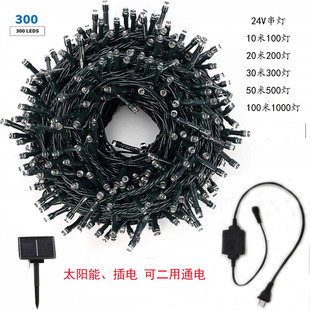 24V低压LED串灯 墨绿线 防水黑线灯串庭院 酒店 工程亮化星星彩灯