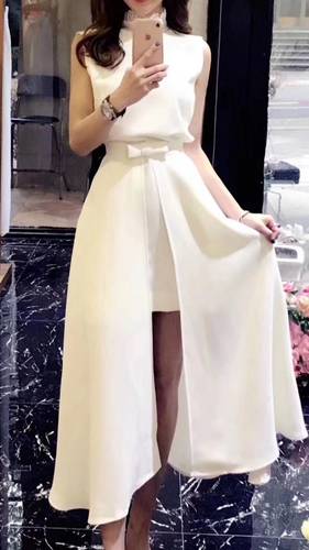 聚脂纤维一裙两穿纯色飘逸两件套