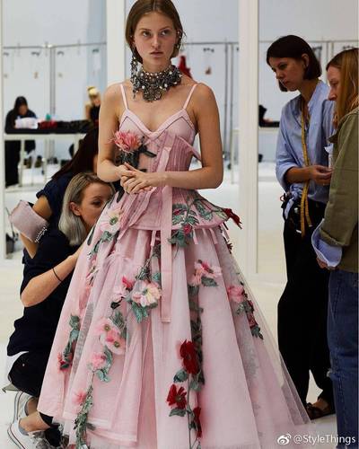 高端定制绝美完全纯手工定制花朵礼服裙精品连衣裙蓬蓬马夹吊带裙