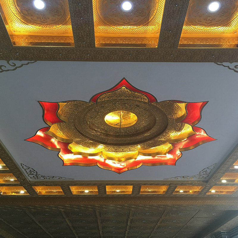 佛堂寺庙古建地宫3d立体浮雕藻井集成pu天花莲花藏式中式吊顶