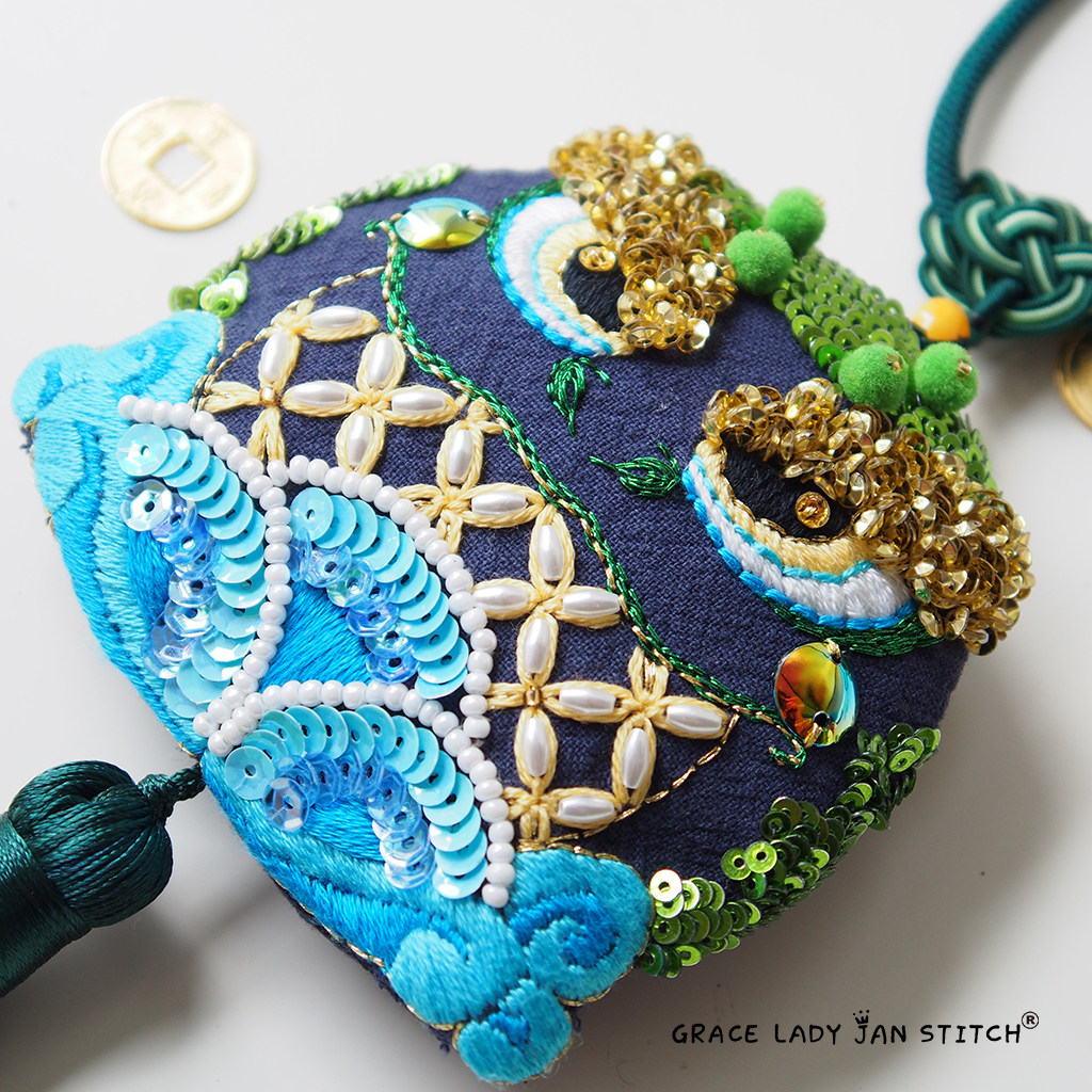 金蟾车挂手工diy荷包端午节绣花