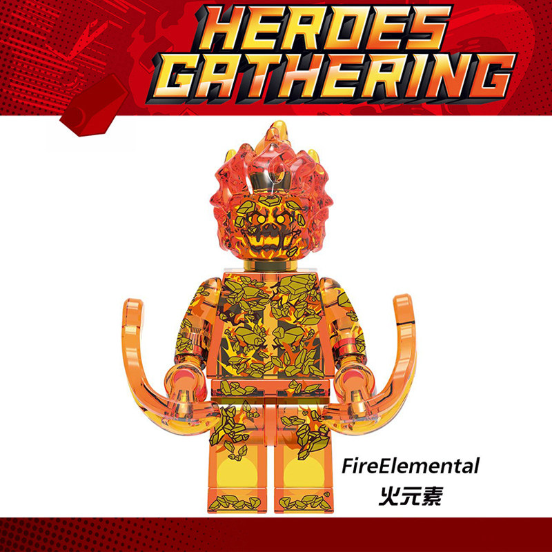 复仇者联盟4蜘蛛侠英雄远征1346火元素第三方拼装积木人仔玩具
