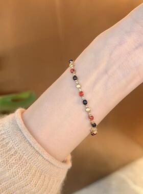 18K金镶嵌天然橙色蓝宝石 橙蓝宝手链