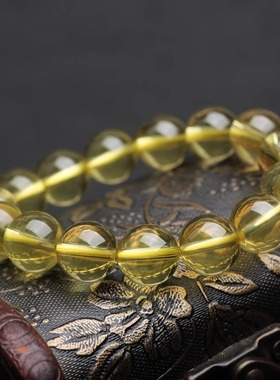 巴西天然黄水晶手链财运皮丘手串