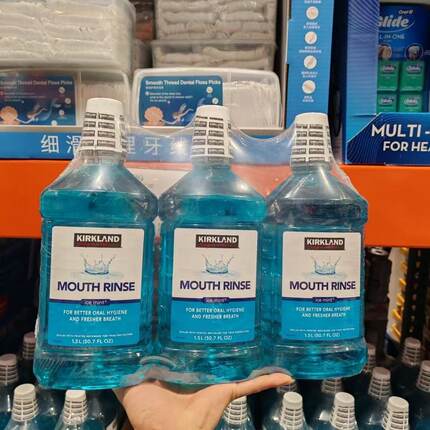 costco开市客代购美国进口科克兰劲凉漱口水薄荷1.5L*3瓶