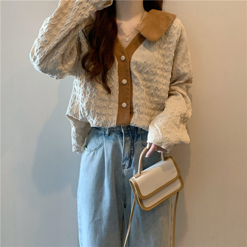 美拉德V领正肩衬衫女春装2025新款大码胖mm显瘦遮肚初秋女装上衣