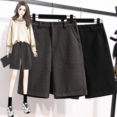 中裤靴裤高腰毛呢五分裤