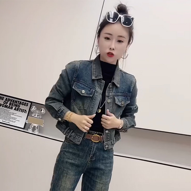 大码美式复古牛仔外套女春冬季2025新款爆款胖mm显瘦短款上衣夹克