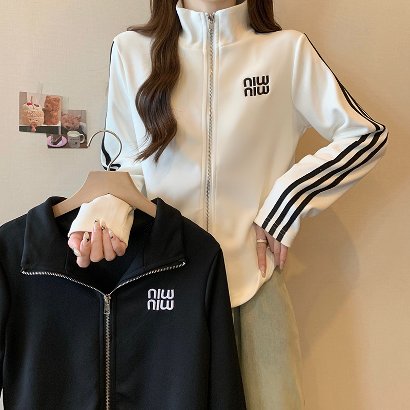 大码2025春装新款运动立领卫衣拉链开衫女胖妹妹休闲百搭减龄上衣