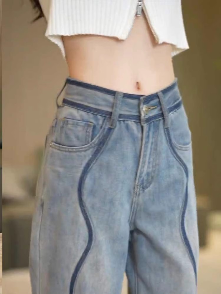 复古直筒牛仔裤女高腰宽松阔腿垂感2025年春季加厚新款百搭拖地裤