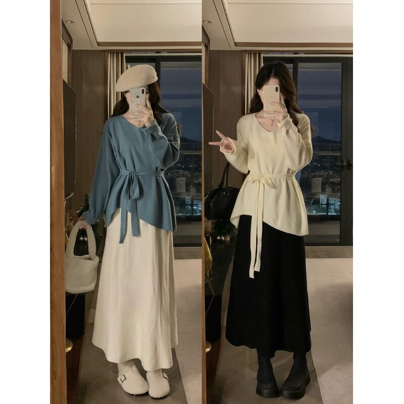 大码女装胖mm绝美套装裙秋冬红色圣诞穿搭一整套高级感梨型两件套