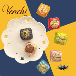 现货意大利venchi闻绮75%黑鱼子酱纯黑巧克力单块散装零食糖20g