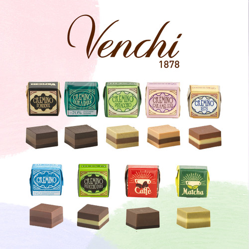 意大利Venchi闻绮开心果/黑巧/牛奶三层榛子丝滑手工巧克力散装