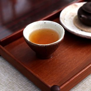 九希堂手捏爆裂纹主人杯侘寂风品茗杯客杯草木灰粉引茶杯斗笠茶杯