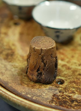 亦紫陶手工手捏盖置紫砂壶盖托复古小壶盖垫盖架子茶玩小摆件可养