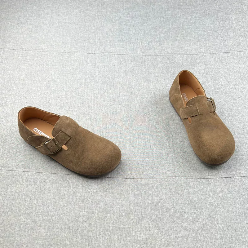 Кожаные слипоны на плоской низкой подошвеBirkenstock для женщин весна 2024 нескользящие обувь на низком каблуке из буйволиной кожи повседневная обувь