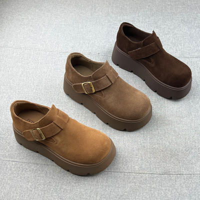 增高6cm真皮魔术贴厚底勃肯鞋