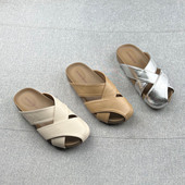 软面防滑底沙滩拖鞋 女2026年春夏新款 交叉厚底增高包头凉拖鞋 韩版