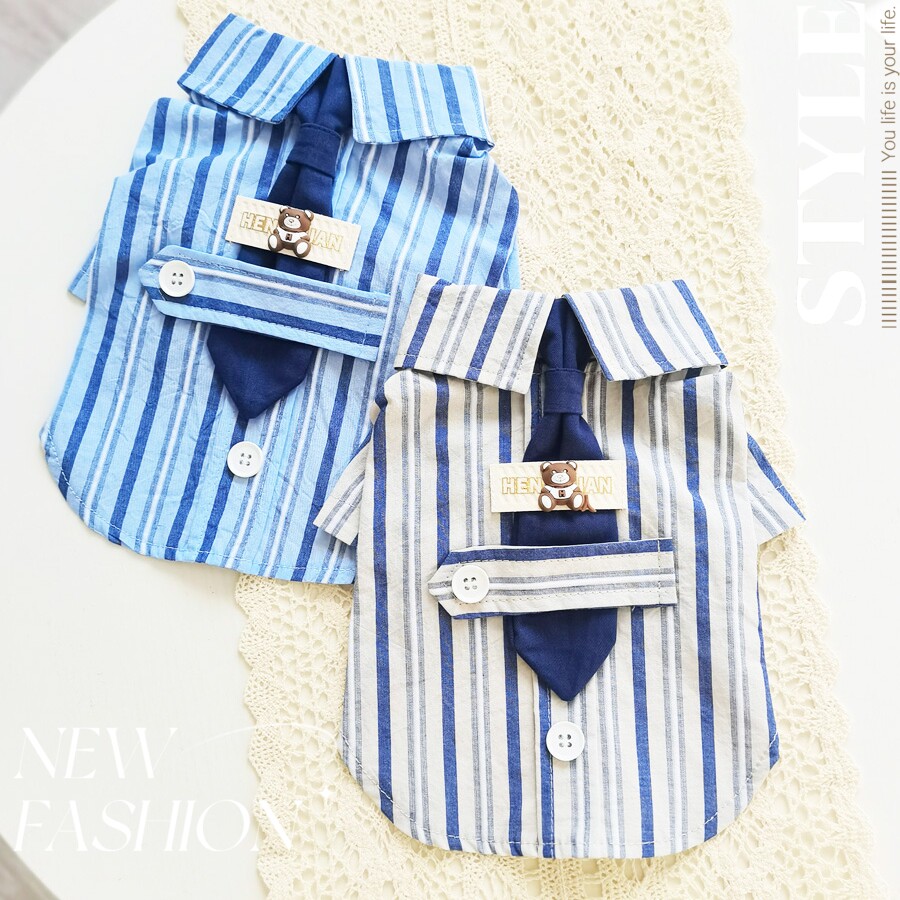 狗狗衣服春夏装薄款猫咪绅士领带棉质衬衫小型犬泰迪比熊宠物衬衣