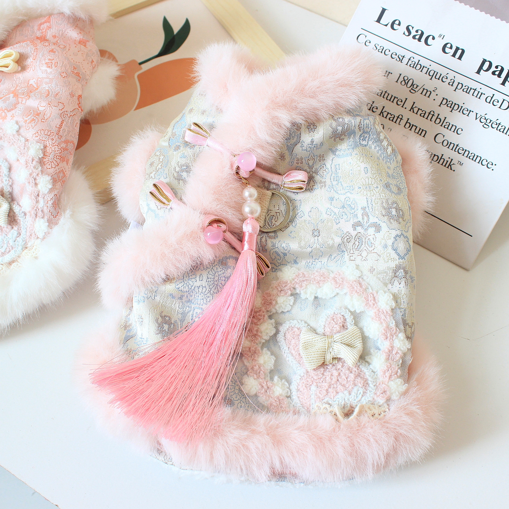 国风流苏秋冬新中式毛领小兔唐装