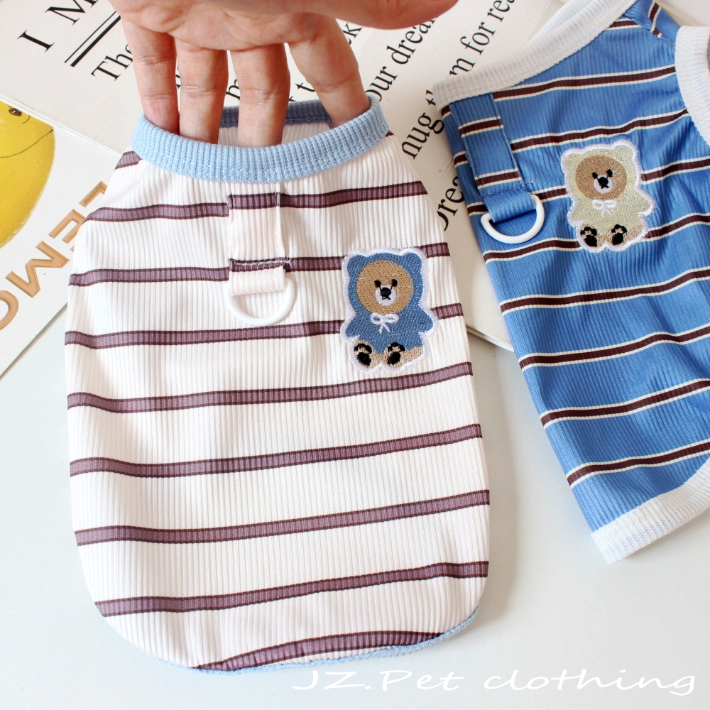 ins宠物小狗狗猫咪衣服薄款春夏装条纹背心泰迪比熊幼犬夏季服装
