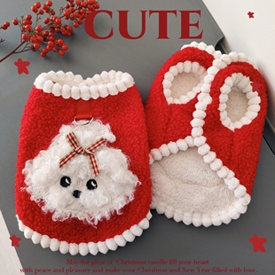 狗狗新年衣服秋冬季猫咪过年棉衣冬天保暖卡通红色宠物马甲小型犬