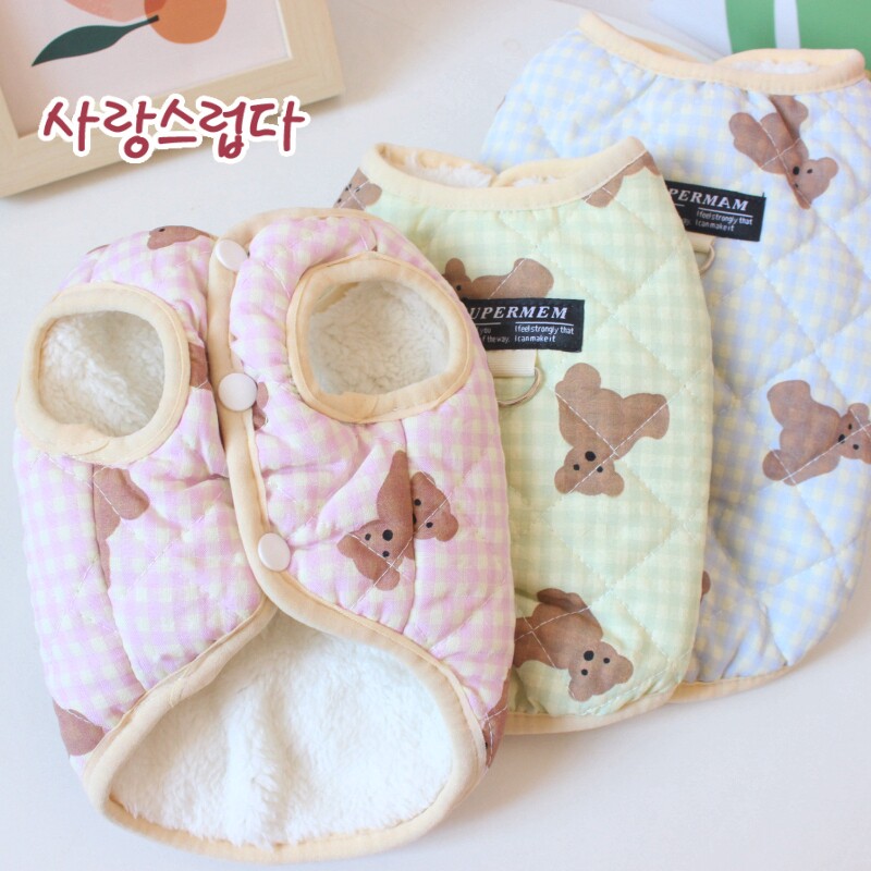 宠物ins夹棉马甲小熊猫咪狗衣服