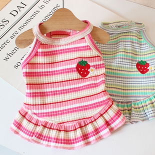 宠物狗狗猫咪衣服纯棉草莓公主裙小型犬博美比熊泰迪春夏季连衣裙