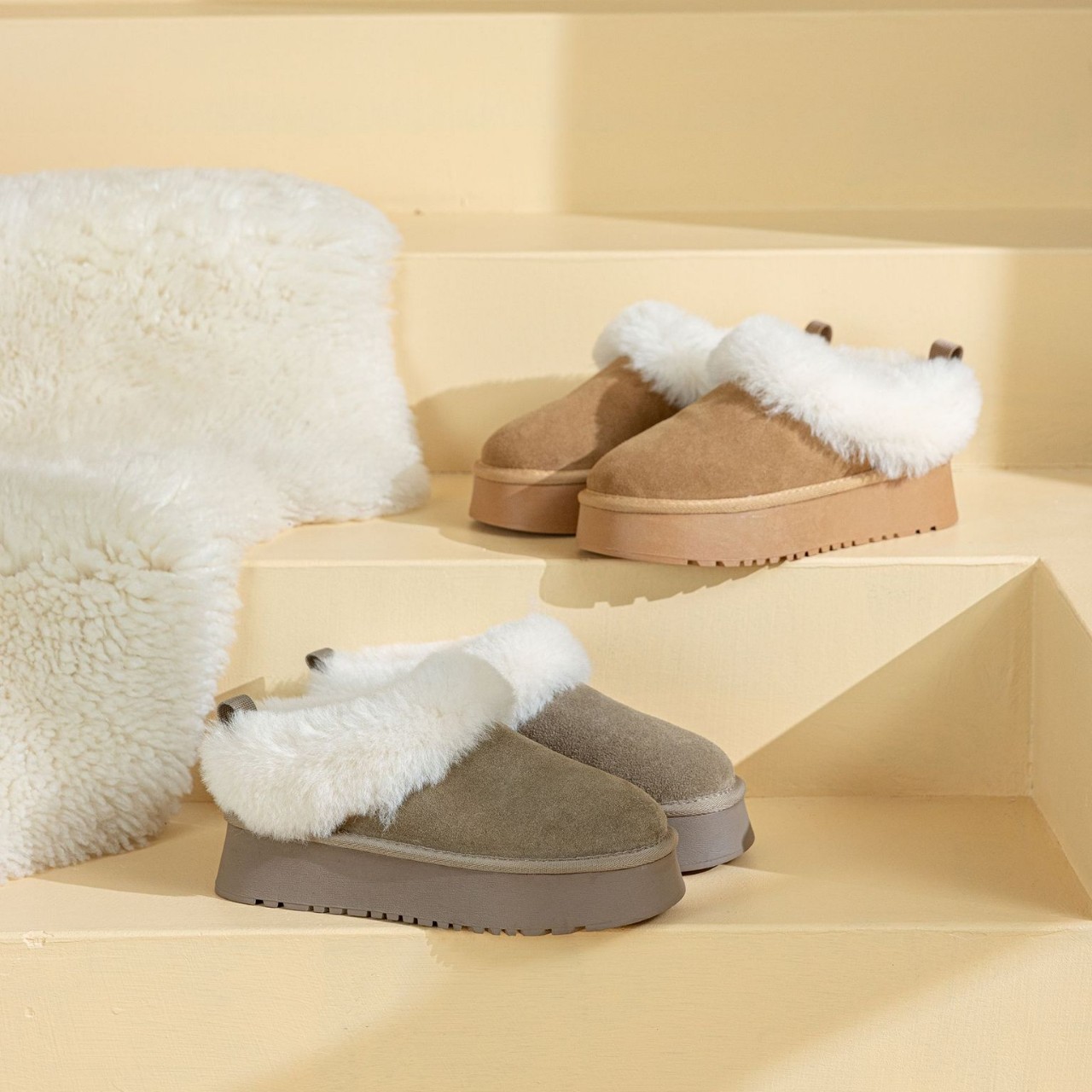 欧货一脚蹬厚底雪地靴女