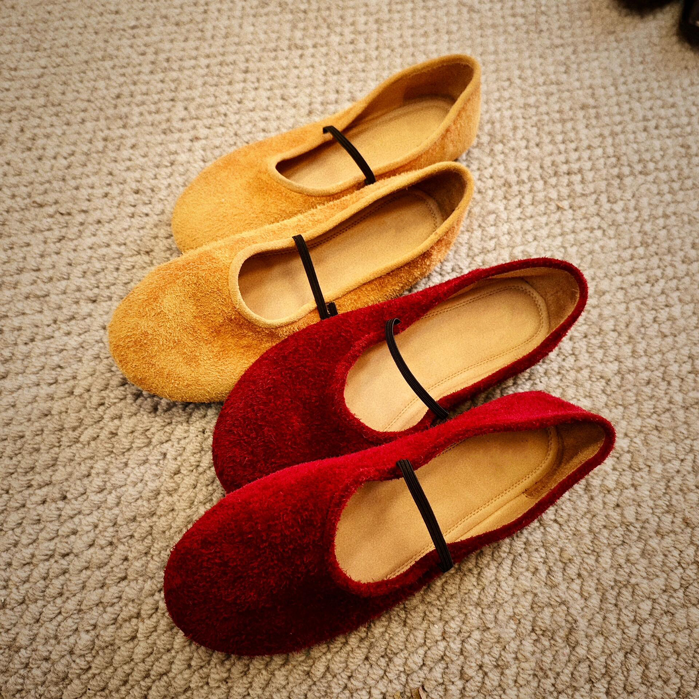 row风雪花绒牛皮一字玛丽珍鞋女