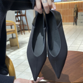 浅口尖头两穿平底真丝绸缎高定单鞋 真皮2025年春秋新款 穆勒女鞋 女