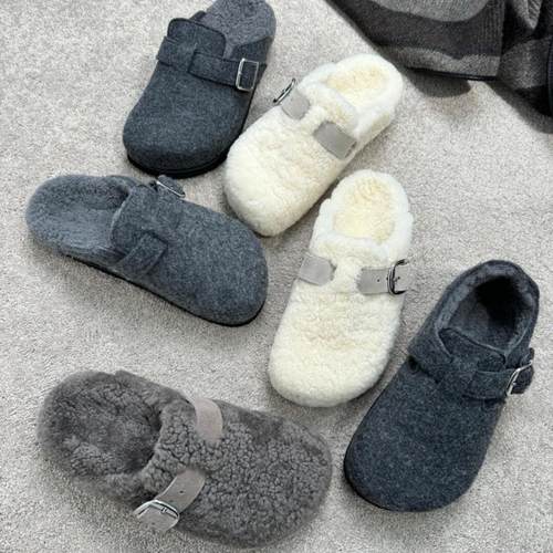 真皮羊羔毛皮毛一体保暖勃肯鞋女