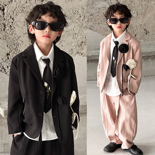 新款 男童帅气西装 童装 春秋季 休闲花童礼服走秀小西服演出服 套装