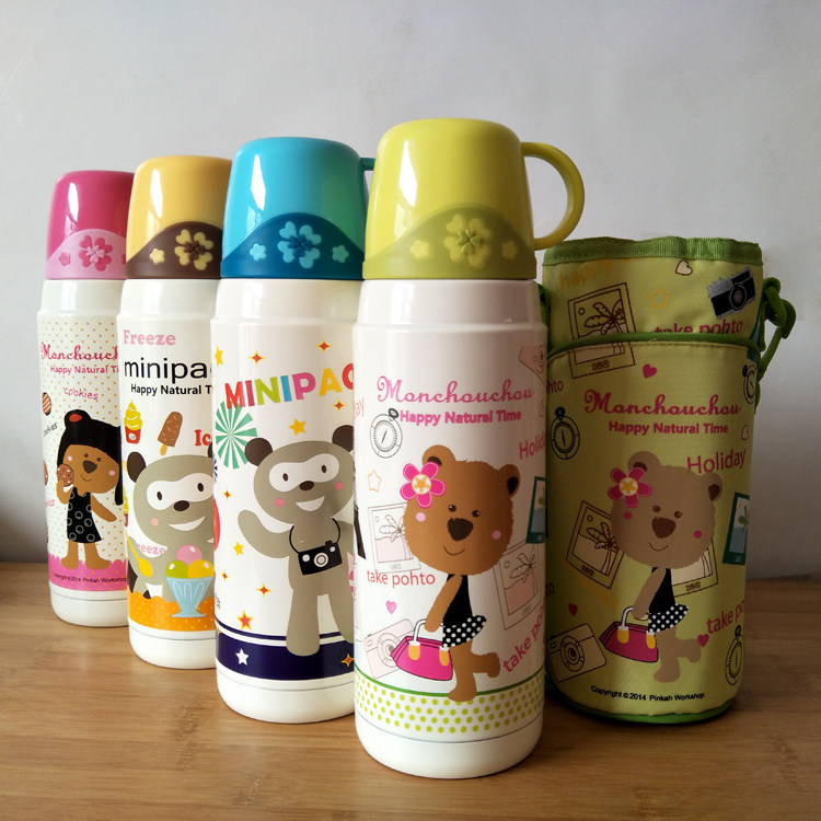 儿童卡通不锈钢保温杯男女学生水瓶大容量宝宝水壶幼儿水瓶送杯套