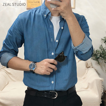 休闲韩版 潮牌纯色 男长袖 春夏季 ZealStudio李绍铭牛仔薄衬衫 新款
