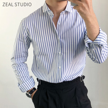 男帅气商务休闲绅士 百搭条纹长袖 zealstudio李绍铭衬衫 男修身