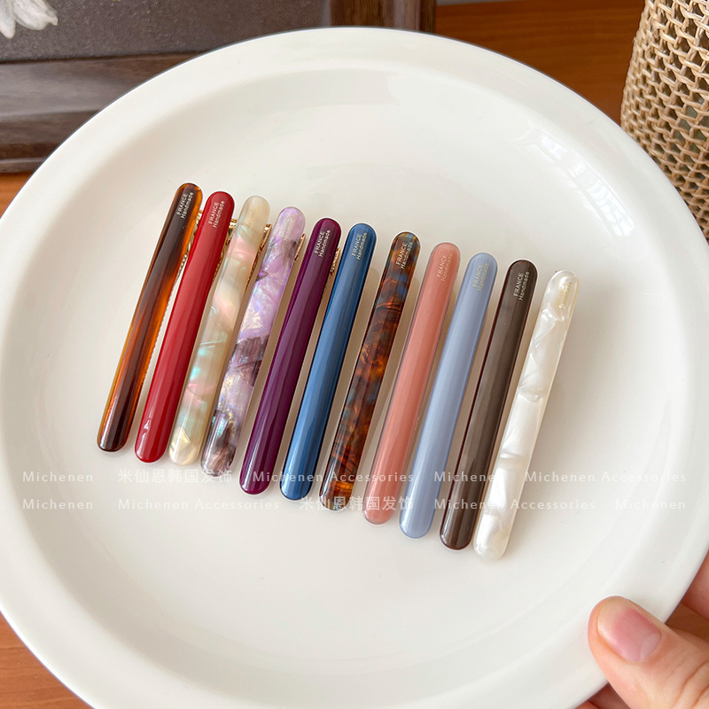 仙恩边夹醋酸法式简约一字鸭嘴夹