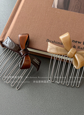 米仙恩韩国进口franc金标发插甜美气质蝴蝶结发插侧边刘海小插梳