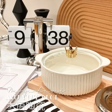 北欧风格陶瓷泡面碗带盖家用双耳汤碗螺蛳粉学生宿舍饭碗大号餐具