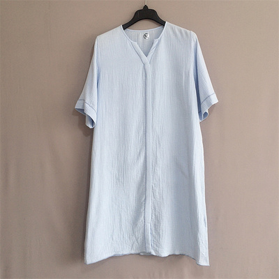欧单*夏装大码女装纯棉双层纱连衣裙睡衣家居服cotton dress