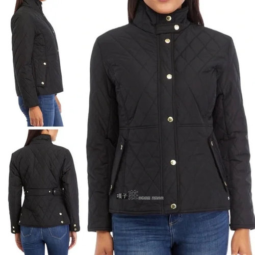 大码女装菱形格轻薄棉衣棉服