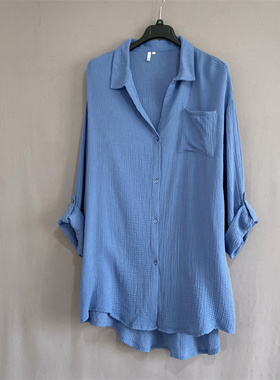 美单春夏大码女装纯棉泡泡纱衬衫衬衣double Gauze cotton Shirt