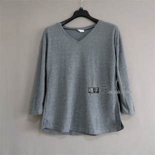 华夫格T恤针织衫 plus size 美单ju秋冬季 女装 waffle shirt 大码