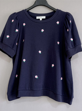 美单Ch大码女装夏季毛圈绣花T恤宽松上衣 loose embroidered tops